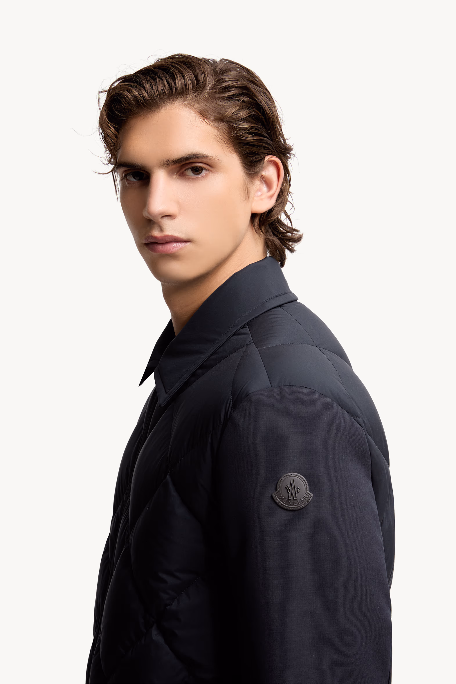 Aiguille Diamond-Quilted Down Shirt Jacket Men Blue Moncler 4